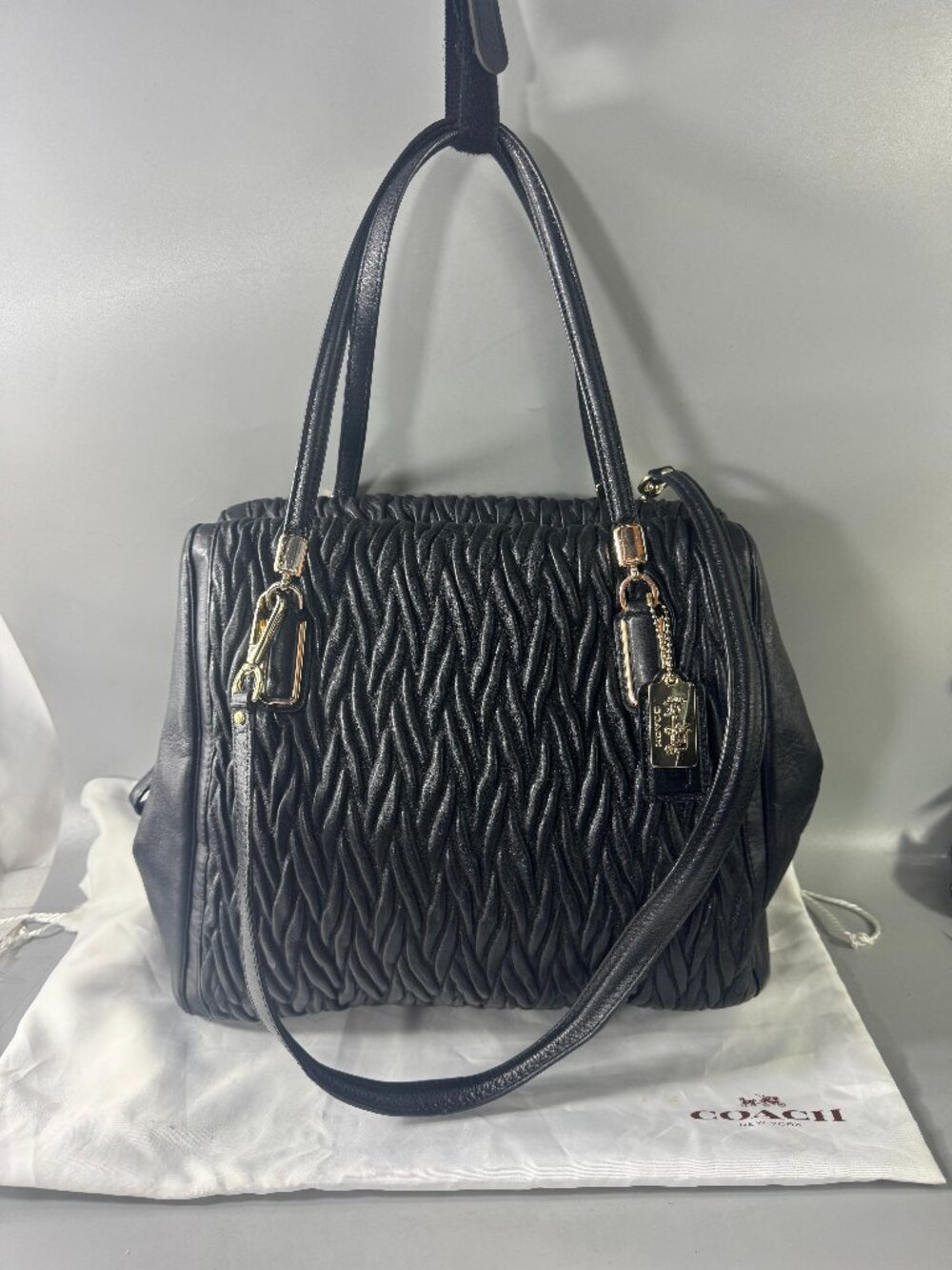 COACH 25984 Limited Edition Madison Gathered Twist Leather Vermillion Satchel